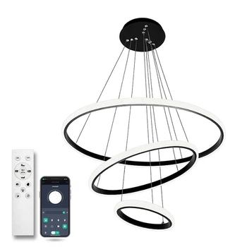 Люстра светодиодная подвесная LUMINARIA JULIE CRYSTAL 75W 3R 600х1100 BLACK/CLEAR / LED светильник (с пультом)