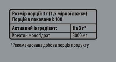 Креатин моногидрат Sporter Creatine Monohydrate порошок 300 г (4820249725122)