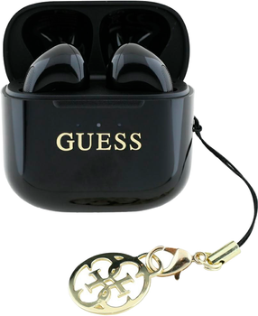 Słuchawki Guess Glossy Effect Printed Classic Logo & Charm TWS Black (3666339338534)
