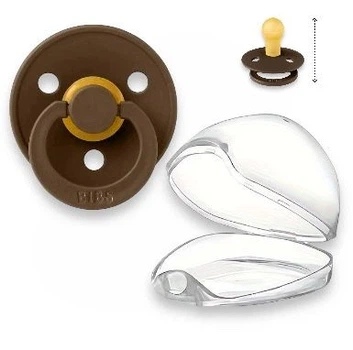 Пустушка BIBS 0-6 міс Colour Latex Round Mocha в контейнері для зберігання