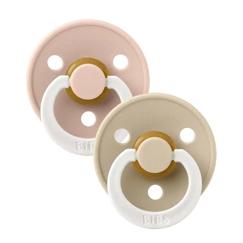 Пустушка BIBS 0-6 m Colour Latex Round (круглая) – Blush / Vanilla GLOW(светится в темноте) 2 шт