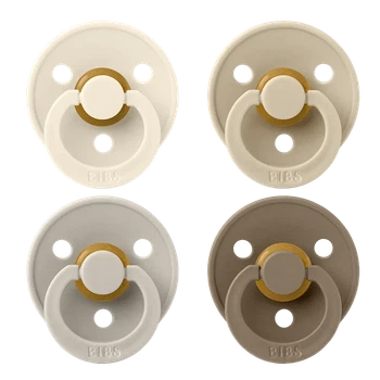 Cоски пустушки BIBS 0-6 m Colour Latex Round (круглі) - Ivory/Sand/Vanilla 4 PACK