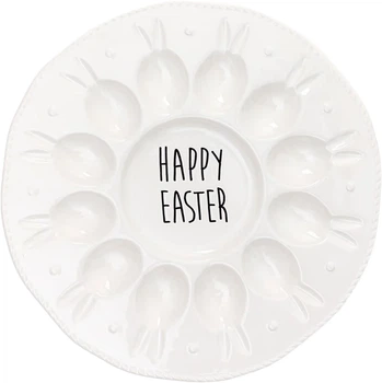 Talerz na jajka Homla Balsh z napisem biały 28 cm (5904183845210)