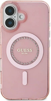 Панель Guess IML Rhinestones MagSafe для iPhone 16 Plus Pink (3666339306069)