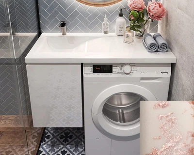 Тумба «Миссури» с умывальником «Феникс» левый Миндаль Т302 глянец