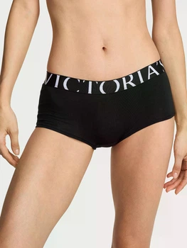 Котонові трусики-шорти Victoria's Secret Exploded Logo Cotton Boyshort Panty M Чорні 27246037