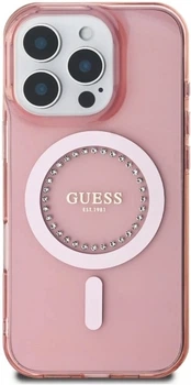 Панель Guess IML Rhinestones MagSafe для iPhone 16 Pro Max Pink (3666339306083)