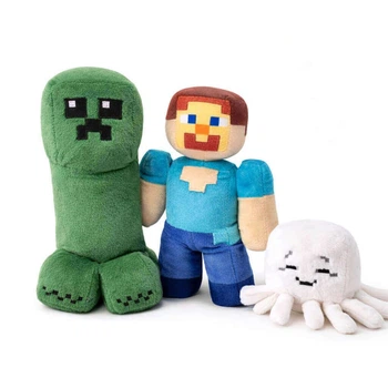 Мягкие игрушки Minecraft, 3 шт. — Крипер 28 см, Стив 26 см, Гаст 10 см, плюшевый набор персонажей игры Minecraft для детей