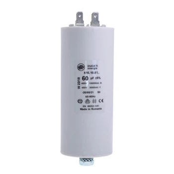 Конденсатор пусковой 60uF 400VAC ±5% 50x117mm+болт, с клеммами 6.3mm (4.16.10.61.64) Ducati - 279255