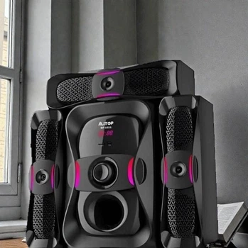 Акустическая система ZPX Audio ZPX с сабвуфером 3 в 1 музыкальный центр 60 Вт с подсветкой USB/FM/Bluetooth черный (O7O3)
