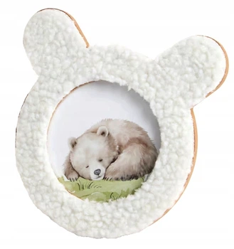 Плюшевая фоторамка TEDDY BEAR 16×16 см, белая, для фото 10×10 см, FSC дерево, в форме мишки