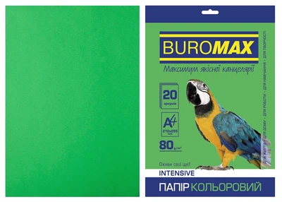 Папір двосторонній INTENSIVE зелена, 20 л., А4, 80 г/м² BM.2721320-04 BUROMAX (4823078961853)