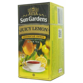 Чорний чай Sun Gardens Juicy Lemon 25 пакетів