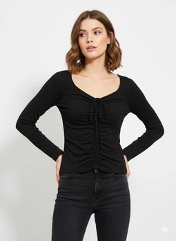 Жіночий лонгслів H&M S Чорний 32-0048