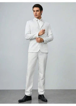 Костюм (піджак,брюки) SHEIN XL Білий sm2311104921818377
