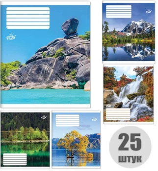 Зошит учнівський 18 аркушів лінія, 2542 Зачарованi схили, (набір 25 штук)