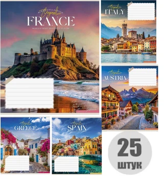 Зошит учнівський 24 аркуша в лінію, "Star", №3669L, шкільний зошит (набір 25 штук)