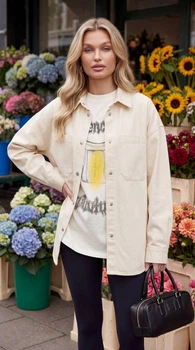Джинсовая рубашка oversize 105-002 светлый беж L/XL