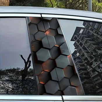 Наклейки на стойки дверей авто ARB 3D TUNING STUDIO Соты металл 500х220х0.15мм=2штуки