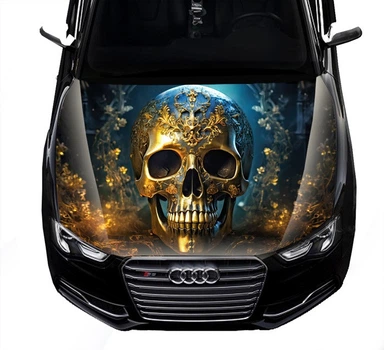Наклейка на капот ARB 3D TUNING STUDIO Череп золото 1500х1200х0.080мм