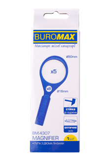 Лупа BUROMAX 4307 D60х3/D16х5, 2 лінзі, пластик (12) /BM.4307/