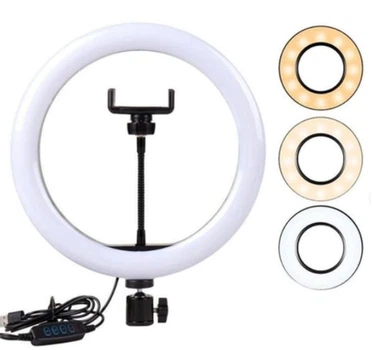 Кольцевая светодиодная лампа селфи Ring Fill Light QX-300 3 режима свечения (30 см) с креплением для телефона