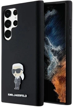Панель Karl Lagerfeld Silicone Ikonik Metal Pin для Samsung Galaxy S24 Ultra Black (3666339259259)