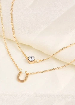 Цепочка женская двойная с подковой и камушком Fashion Jewelry Золотистая 19931