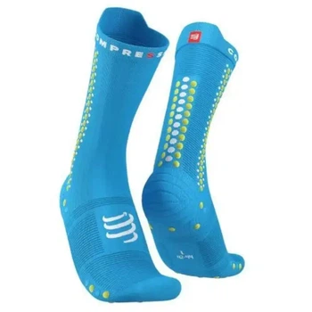 Носки велосипедные профессиональные для триатлона Compressport Pro Racing Socks V4.0 Bike Fluo blue/primrose S (100075550)