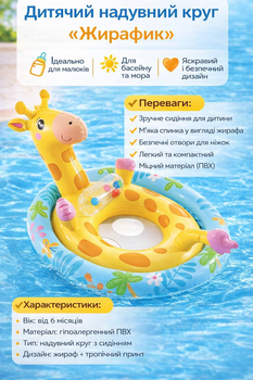 Дитячий надувний круг з ніжками Intex 59570 NP Жирафик