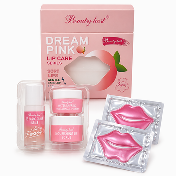 Набор для ухода за губами от сухости и шелушения Beauty host (Бьюти Хост) Dream Pink Lip Care Series 3,5 г + 15 г + 12 г + 2 маски