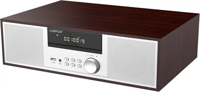 Компактна стереосистема LONPOO з Bluetooth, мікро-HiFi компонентним живленням 40 Вт, CD-програвачем, Bluetooth, FM-радіо, відтворенням через USB, Aux-входом та портом для навушників (LP-816S)