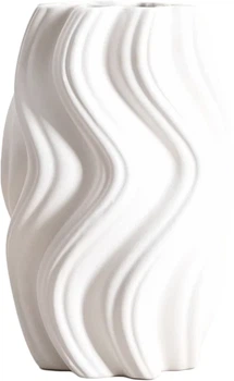 Wazon Homla Salana falowany biały 16x15x26 cm (5906496765551)