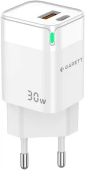 Мережевий зарядний пристрій Garett Fast Charge 30W GaN PD QC White (5904238487532)