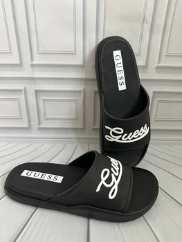 Чоловічі шльопанці слайди Guess чорні з білим лого розмір 43