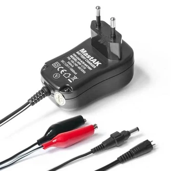 Зарядное устройство MastAK MW-1210 12V 1A для AGM аккумуляторов 1.2–22Ah – зарядка с индикатором, крокодилами и штекером 5.5×2.1 мм