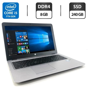Ноутбук HP EliteBook 850 G4 / 15.6" (1920x1080) IPS / Intel Core i5-7200U (2 (4) ядра по 2.5 - 3.1 GHz) / 8 GB DDR4 / 240 GB SSD / Intel HD Graphics 620 / WebCam б/у