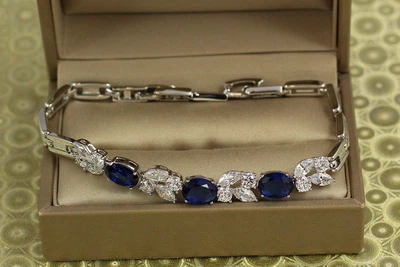 Браслет Xuping Jewelry Зіркопад із синіми каменями 19,5 см 7 мм сріблястий