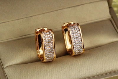 Серьги Xuping Jewelry квадратные колечки 1.8 см золотистые