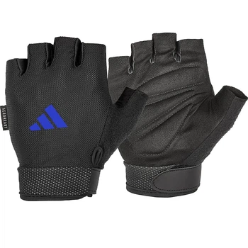 Перчатки для тренировок Adidas Essential, M (обхват 20-21.5 см), дышащие, Черные, экокожа, для фитнеса и спорта (ADGB-12434-NL)