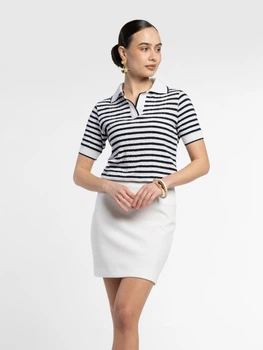 Поло жіноче біле у смужку 100% бавовна Arber Polo Knit WD3 SS WTR-238 XL білий (W09.40.01.622)