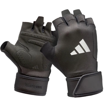 Рукавички для тренувань Adidas Strength, S (обхват 19-20 см), дихаючі, Чорні, екошкіра, для фітнесу та спорту (ADGB-15041)