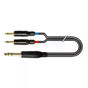 Аудиокабель переходник Jack 6.3 stereo штекер 2x Jack 3.5 mono штекеры 0.5 м Ø4.8×9.0 мм медная жила
