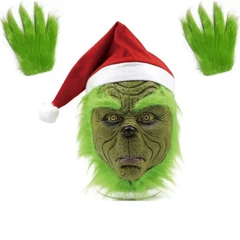 Маска + Рукавички Грінч Grinch, розмір універсальний для дітей та дорослих, для маскараду, карнавалу, вечірки