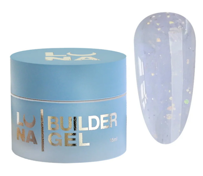 Гель для наращивания и укрепления Luna Diamond Gel 05 молочно-голубой с блестками 15 мл