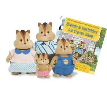Набор фигурок Li`l Woodzeez Семья Бурундуков 4ед, книга EN (645117)