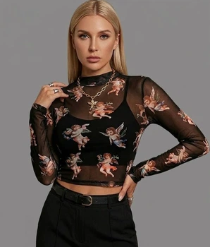 Жіночий прозорий топ кофтинка гольф водолазка Honey Fashion Accessories S/М чорний (10-121)