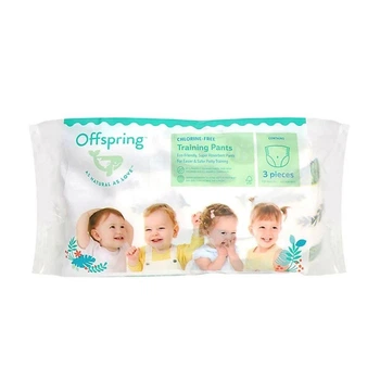 Детские подгузники-трусики Offspring размер M (6-11 кг), 3 шт Детские одноразовые подгузники с эластичным поясом и сухостью до 12 часов Памперсы трусиками пантс для детей