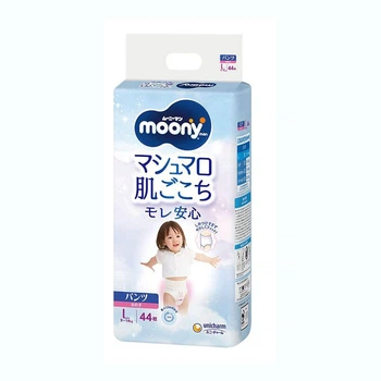 Детские подгузники-трусики Moony для девочек размер L (9-14 кг) 44 шт