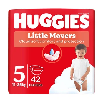 Дитячі підгузки Huggies Little Movers Jumbo розмір 5 (11-25 кг), 42 шт Дитячі одноразові підгузники з захистом від протікань та сухістю до 12 годин Памперси для дітей